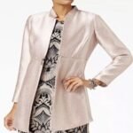 New Alfani Modern Rose Metallic Open Jacket Zipper Detail Sz 8