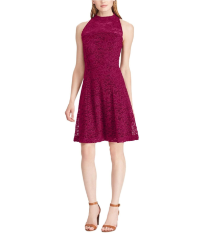 American Living Womens Lace A-line Dress, Purple, 16