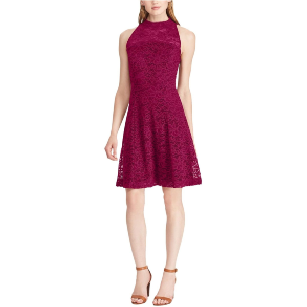 American Living Womens Lace A-line Dress, Purple, 16