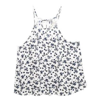 Ultra Flirt White Blue Floral Halter Top Forever Summer M