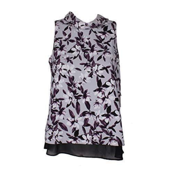 Alfani Womens Floral Print Chiffon Hem Halter Top Purple 12