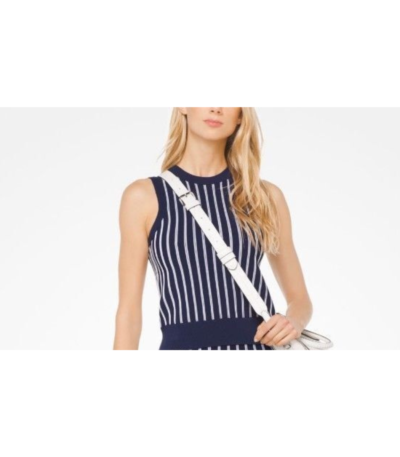 Michael Kors Textured-Stripe Sleeveless Swe True Navy XL Top Shirt