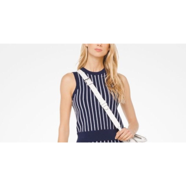 Michael Kors Textured-Stripe Sleeveless Swe True Navy XL Top Shirt