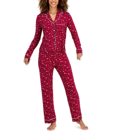 Jenni Women's Notch-Collar Pajama Set (US, Alpha, X-Small, Regular, Regular,