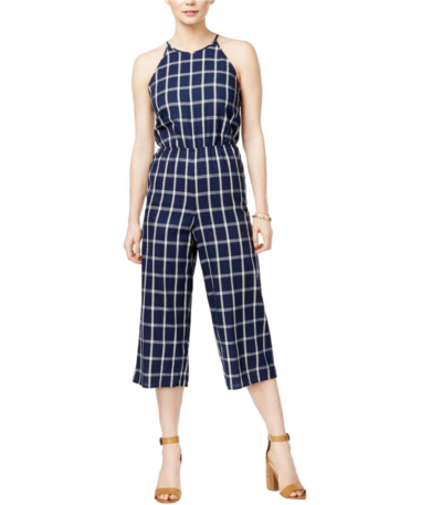 Maison Jules Womens Tie Blue Notte Cotton Casual Jumpsuit M