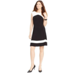 American Living cap sleeve Colorblocked Jersey Dress Black White 8