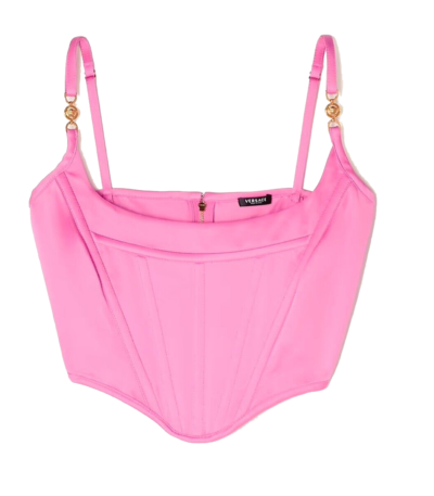 Versace Cropped Ladies Pink Bralet Corset Top