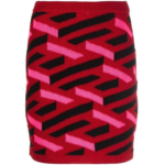 Versace geometric intarsia knitted skirt Pink Size 38