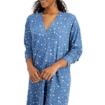 Jenni Women's Size Small Printed Long-Sleeve Sleep Shirt in Moonlight Blue NWT