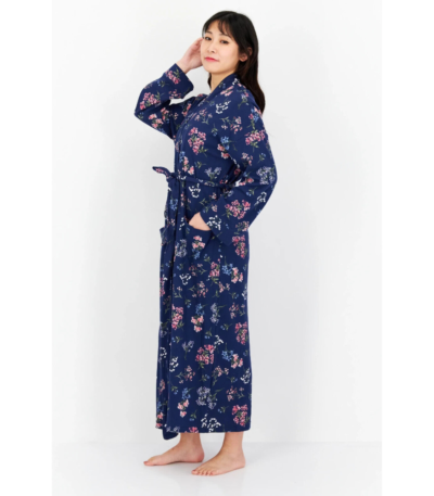 Charter Club Women Floral Printed Full Sleeves Sleepwear Dress, Navy Combo S