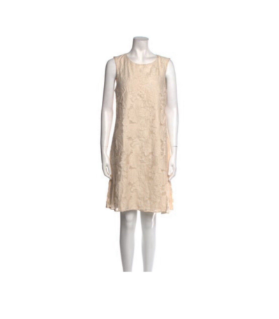 Donna Karan Lace Pattern Mini Dress M Beige