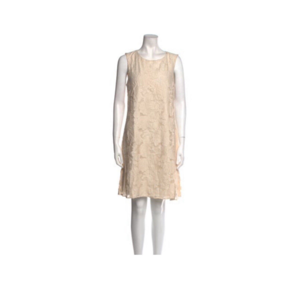 Donna Karan Lace Pattern Mini Dress M Beige