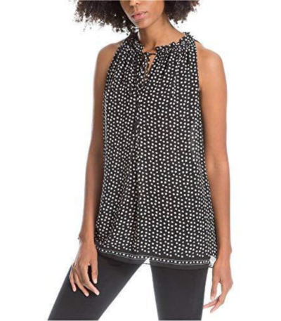 MAX STUDIO London Sleeveless Tie-Neck Blouse Women's Polka Dot Top XS