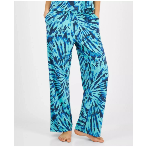 Jenni Women's High-Rise Wide-Leg Pajama Pants, Ocean Aqua Tie Dye Burst, XS