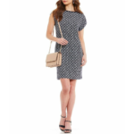 MICHAEL Michael Kors Rope Geometric Print Matte Jersey Dress True Navy White XXS