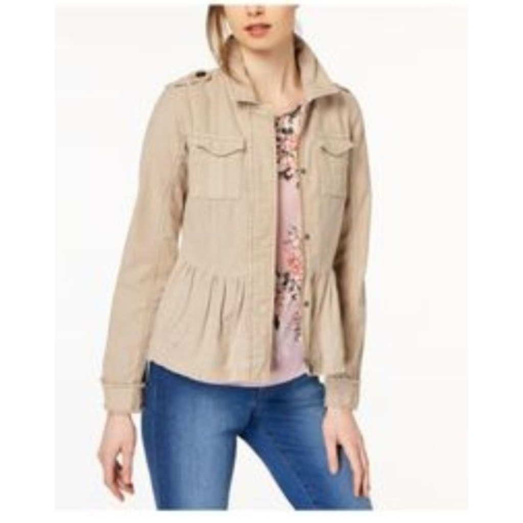 Maison Jules Cotton Peplum Jacket Oxford Tan XXS