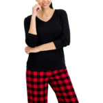 Charter Club V-Neck T-Shirt & Flannel Pants Pajama Set (as1, alpha, s, regular,