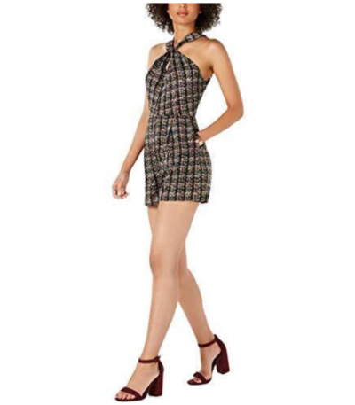 19 Cooper Womens Black Plaid Halter Romper Size XS