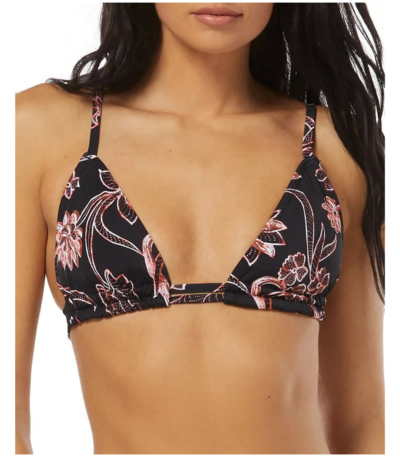 SUNDAZED Womens Layla Printed Triangle Black 36D Bikini Top Bra