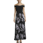 Xscape Womens Off-The-Shoulder Floral Formal Dress Black 12