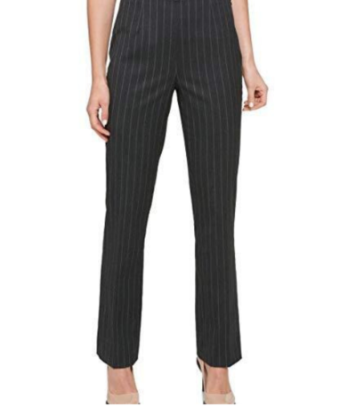 DKNY Women's Side-Zip Pinstripe Pants (Dark Grey, 4)