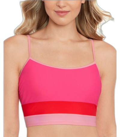 Salt + Cove Womens Juniors Colorblock Banded Bikini Swim top Pink S