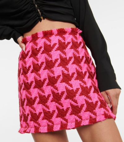 Versace Houndstooth Pattern Ladies Mini Skirt In Pink Size 44