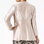 New Alfani Modern Rose Metallic Open Jacket Zipper Detail Sz 8