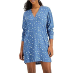 Jenni Women's Size Small Printed Long-Sleeve Sleep Shirt in Moonlight Blue NWT