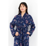 Charter Club Women Floral Printed Full Sleeves Sleepwear Dress, Navy Combo S