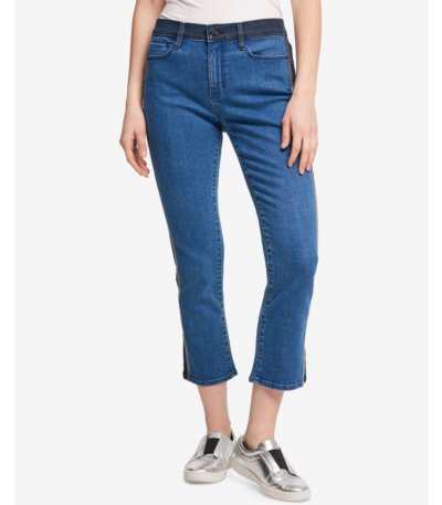 DKNY Mixed-Denim Cropped Jeans Indigo 28