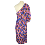 Zara Studio Abstract Pattern One Shoulder Puff Sleeve Dress, Size S