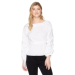 GUESS Women's Long Sleeve Naomee Top, Brilliant White, XL