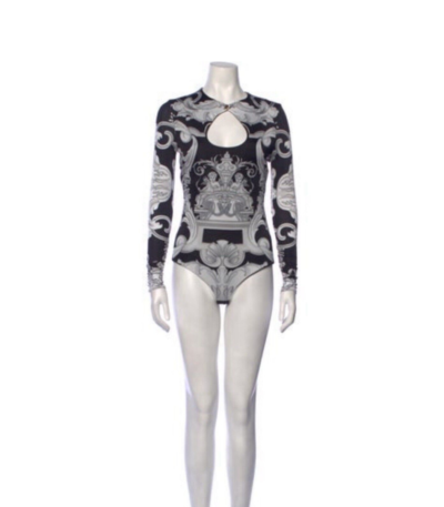 Versace Lace Pattern Crew Neck Bodysuit IT38 US2