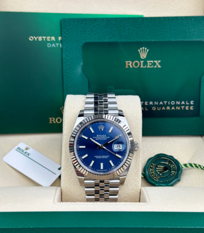 Rolex DATEJUST 41mm 126334 BLUE INDEX JUBILEE UNWORN