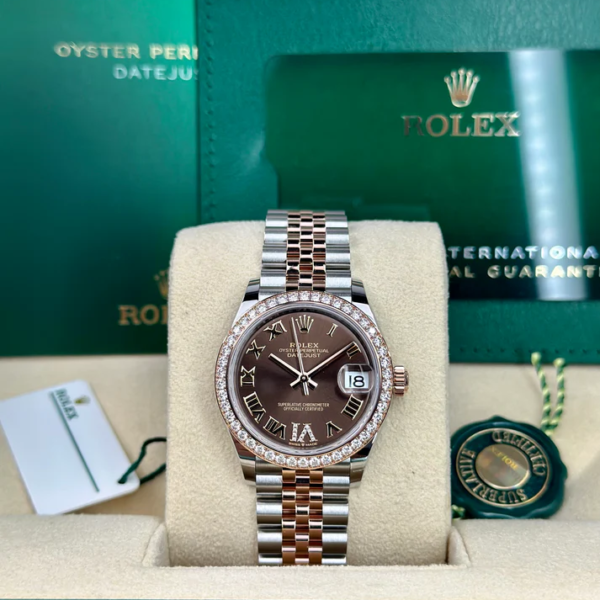 Rolex DATEJUST 31mm 278381RBR CHOCOLATE DIAMONDS BEZEL JUBILEE UNWORN