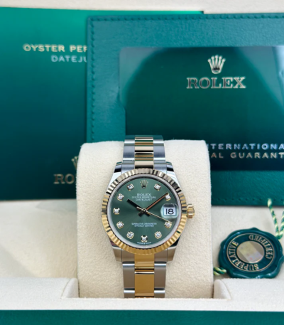 Rolex DATEJUST 31mm 278273 OLIVE GREEN DIAMONDS OYSTER UNWORN