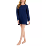 Jenni Women's Soft Knit Chest-Pocket Round Neck Sleepshirt Blue