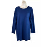 Jenni Women's Soft Knit Chest-Pocket Round Neck Sleepshirt Blue