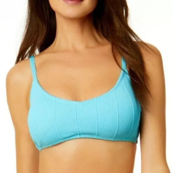 NWT Salt + Cove Womens Soft Ribbed Blue Bikini Swim Top SIZE XS