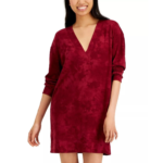 Jenni Women's Long Sleeve V-Neck Tie Dye Sleep Shirt Nightgown