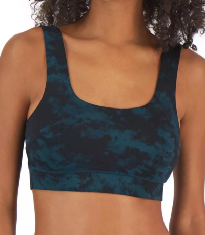 Jenni Womens Square Neck Bralette Bra Black Green Tie Dye