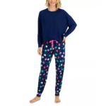 Jenni Medium Long Sleeve Mix It Pajama Set Navy Christmas Lights