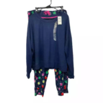 Jenni Medium Long Sleeve Mix It Pajama Set Navy Christmas Lights