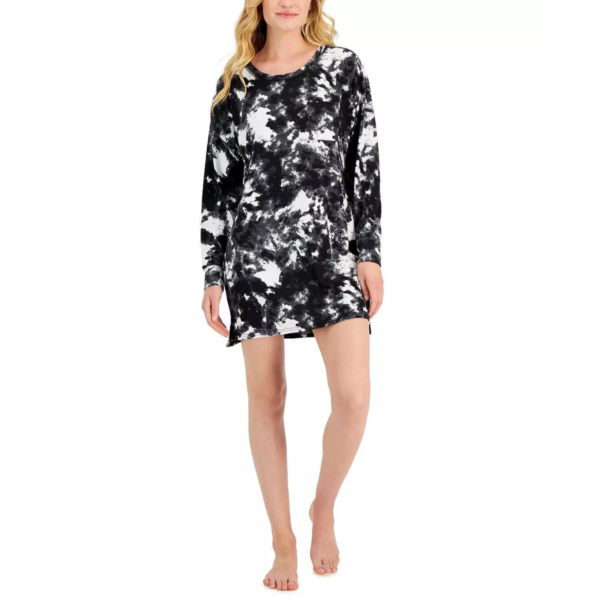 Jenni Women's Supersoft Sleepshirt, Black/White Tiedye