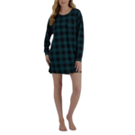 Jenni Women's Long Sleeve Supersoft Sleepshirt June Bug Buffalo Check