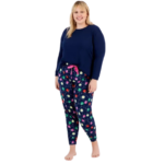 Jenni Medium Long Sleeve Mix It Pajama Set Navy Christmas Lights