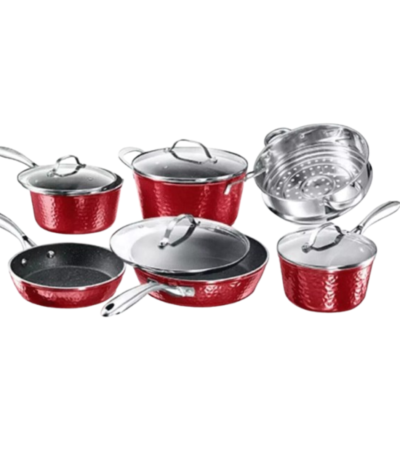 Granite Stone Hammered Titanium Non-Stick Diamond Infused 10 Piece Cookware Set