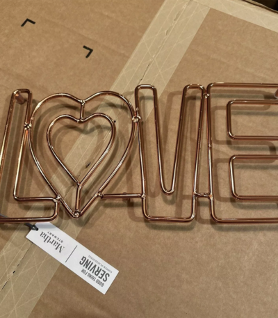 Martha Stewart Trivet Style Copper Plated Steel Love