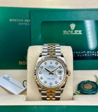 Rolex DATEJUST 36mm 126233 WHITE MOP DIAMONDS JUBILEE UNWORN